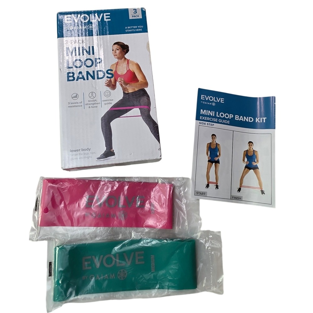 Evolve by Gaiam Mini Loop Bands 2-Pack Resistance Set of 2 03-63553‎ S3